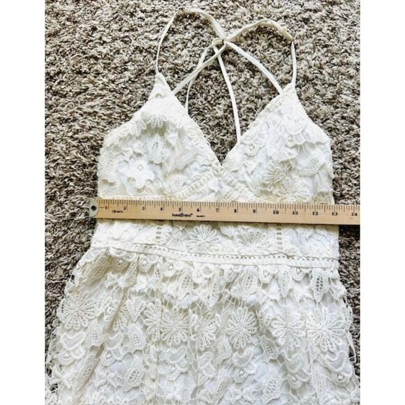 Hollister Baby Doll Embroidered Laced Floral Sweetheart Neck Backless Dress XS - Picture 8 of 9